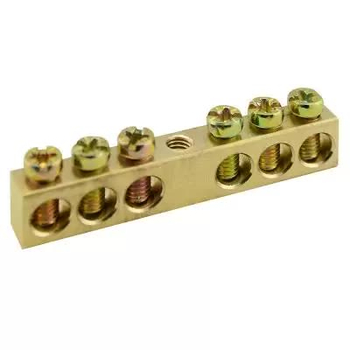 Шина PEN TS-0609C 6х9 6 отверстий крепление по центру Энергия - Электрика, НВА - Щитки и аксессуары для монтажа - Шины нулевые - . Магазин оборудования для автономного и резервного электропитания Ekosolar.ru в Тамбове